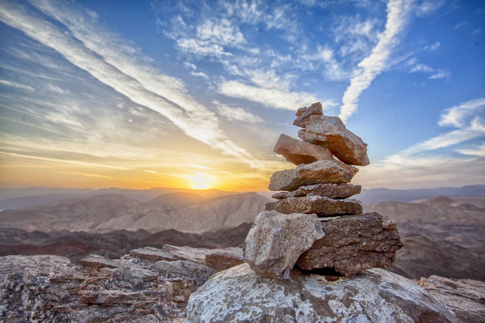 Stacks of Rocks on Top of a Mountain